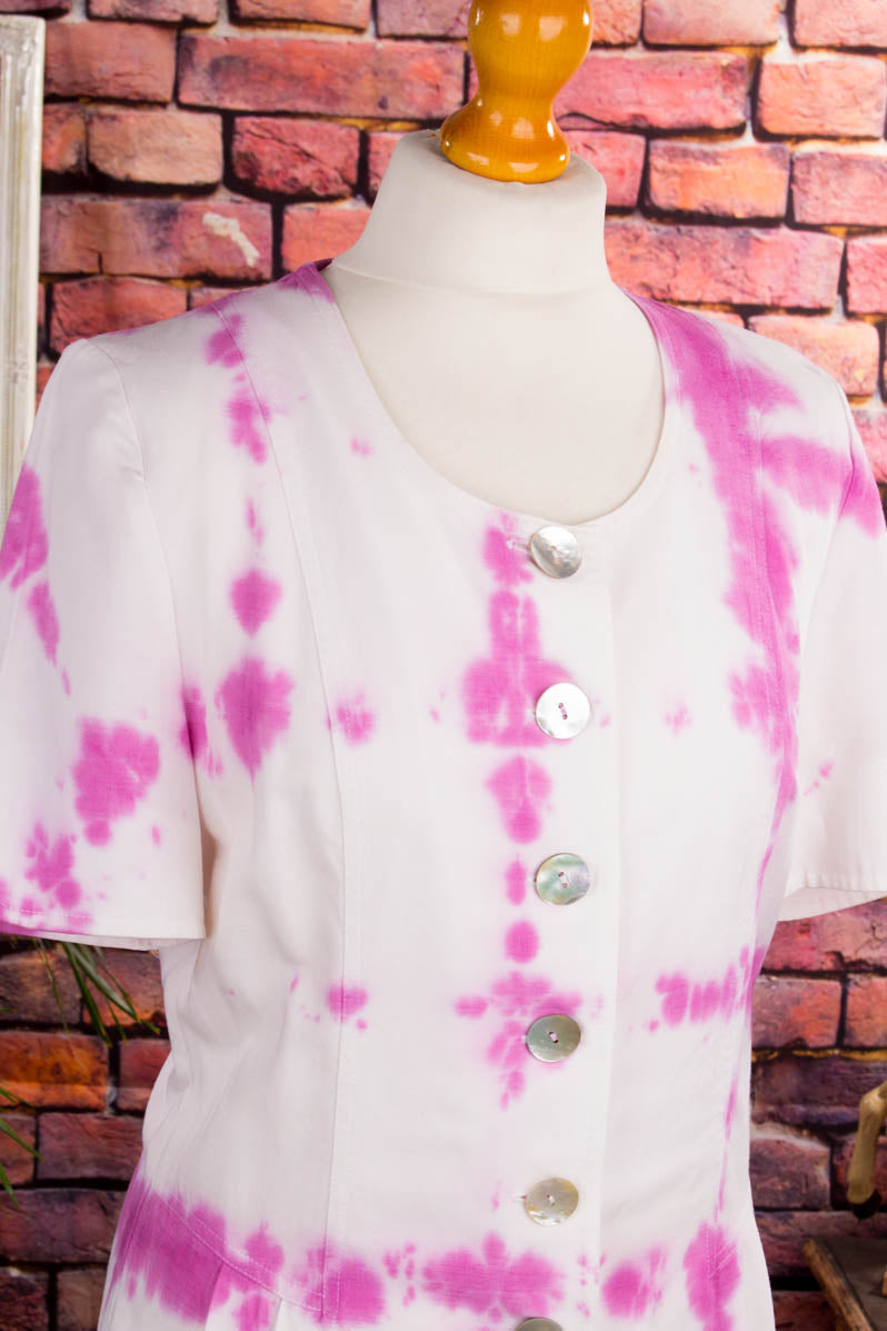 90er Batik Etuikleid pink