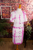 90er Batik Etuikleid pink