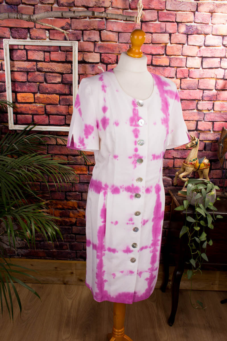 90er Batik Etuikleid pink