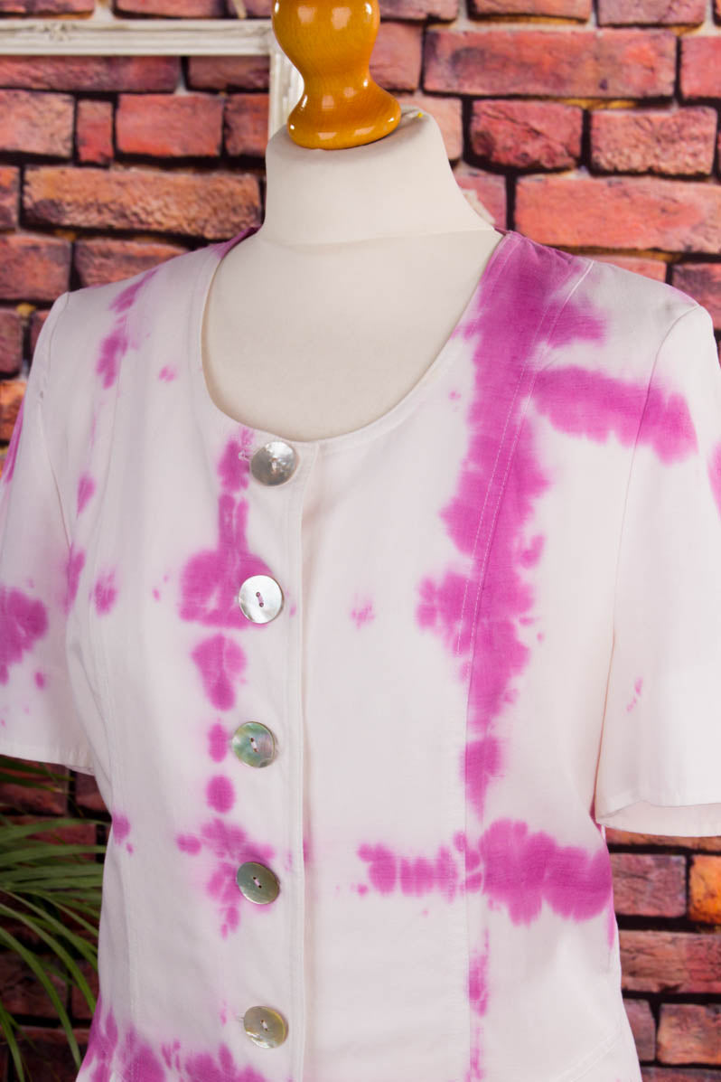 90er Batik Etuikleid pink