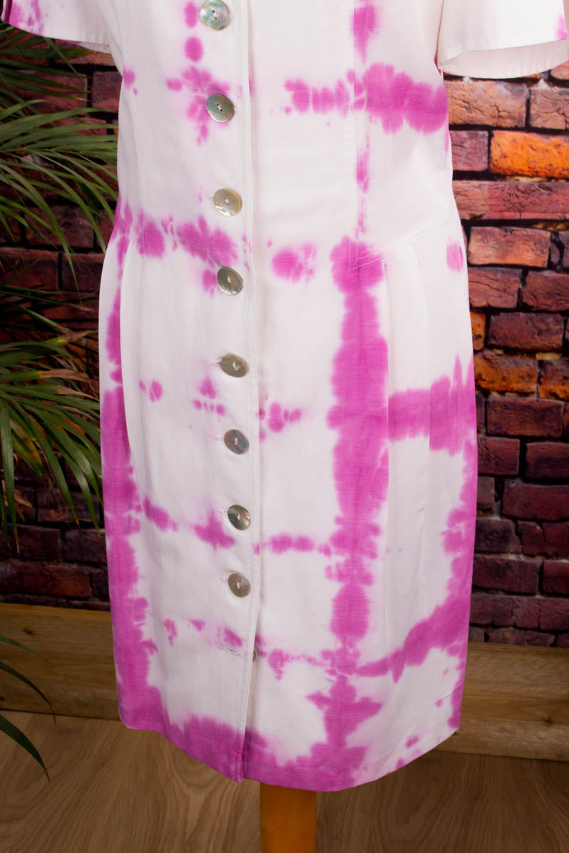 90er Batik Etuikleid pink