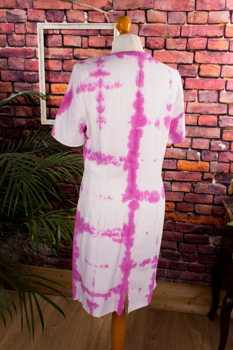 90er Batik Etuikleid pink
