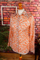 70s Disco Bluse orange Megakragen