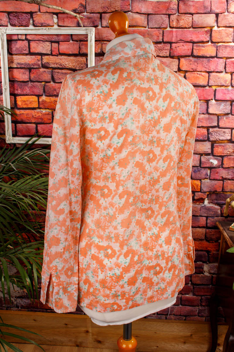 70s Disco Bluse orange Megakragen