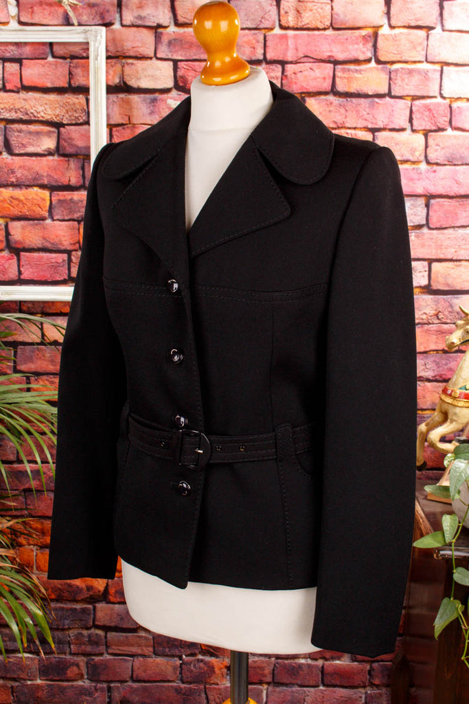 Vintage Kostümjacke schwarz Wolle Default Title 60er 70er Abendmode Frau M 40-42 Rockabilly schwarz Sekretärin Special vintageberlin.de