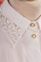 90er Bluse weiß + Spitze