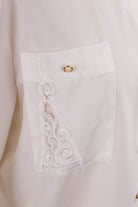 90er Bluse weiß + Spitze