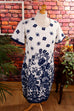 Schlagerkleid blau weiß Blumenmuster Default Title 60er 70er blau Boho Disco Frau real-disco real-rockabilly Rockabilly Schlager Special weiß XL 48-50 vintageberlin.de