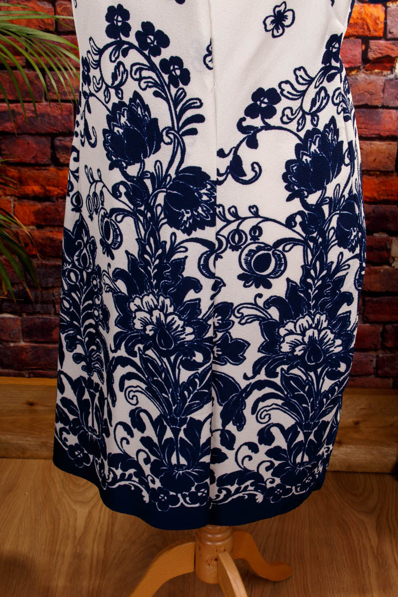 Schlagerkleid blau weiß Blumenmuster