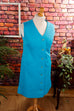 Kittelkleid türkis 70er Disco Frau M 40-42 real-disco real-rockabilly Rockabilly Schlager Sekretärin Special türkis vintageberlin.de