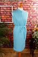 Pencil Dress türkis 60er 70er blau Disco Frau M 40-42 real-disco real-rockabilly Rockabilly S 36-38 Schlager Sekretärin Special türkis vintageberlin.de