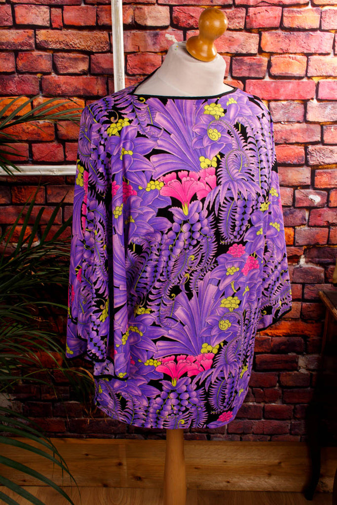 Boho Stretchtop Tunika Neon Default Title 60er 70er Abendmode Boho bunt Disco Frau L 44-46 lila M 40-42 real-boho real-disco Schlager Special vintageberlin.de