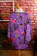 Boho Stretchtop Tunika Neon 60er 70er Abendmode Boho bunt Disco Frau L 44-46 lila M 40-42 real-boho real-disco Schlager Special vintageberlin.de