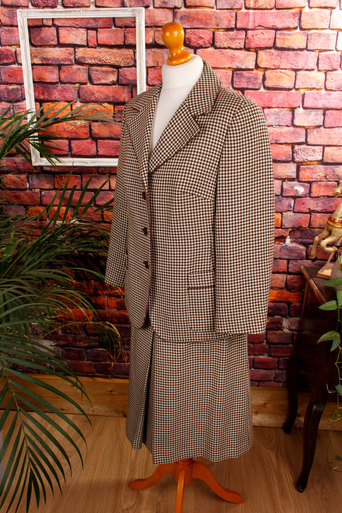 Vintage Kostüm braun Vichy Default Title 70er 80er braun Frau M 40-42 Rockabilly Sekretärin Special vintageberlin.de
