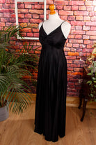 70er Abendkleid schwarz Plissee