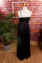 70er Abendkleid schwarz Plissee