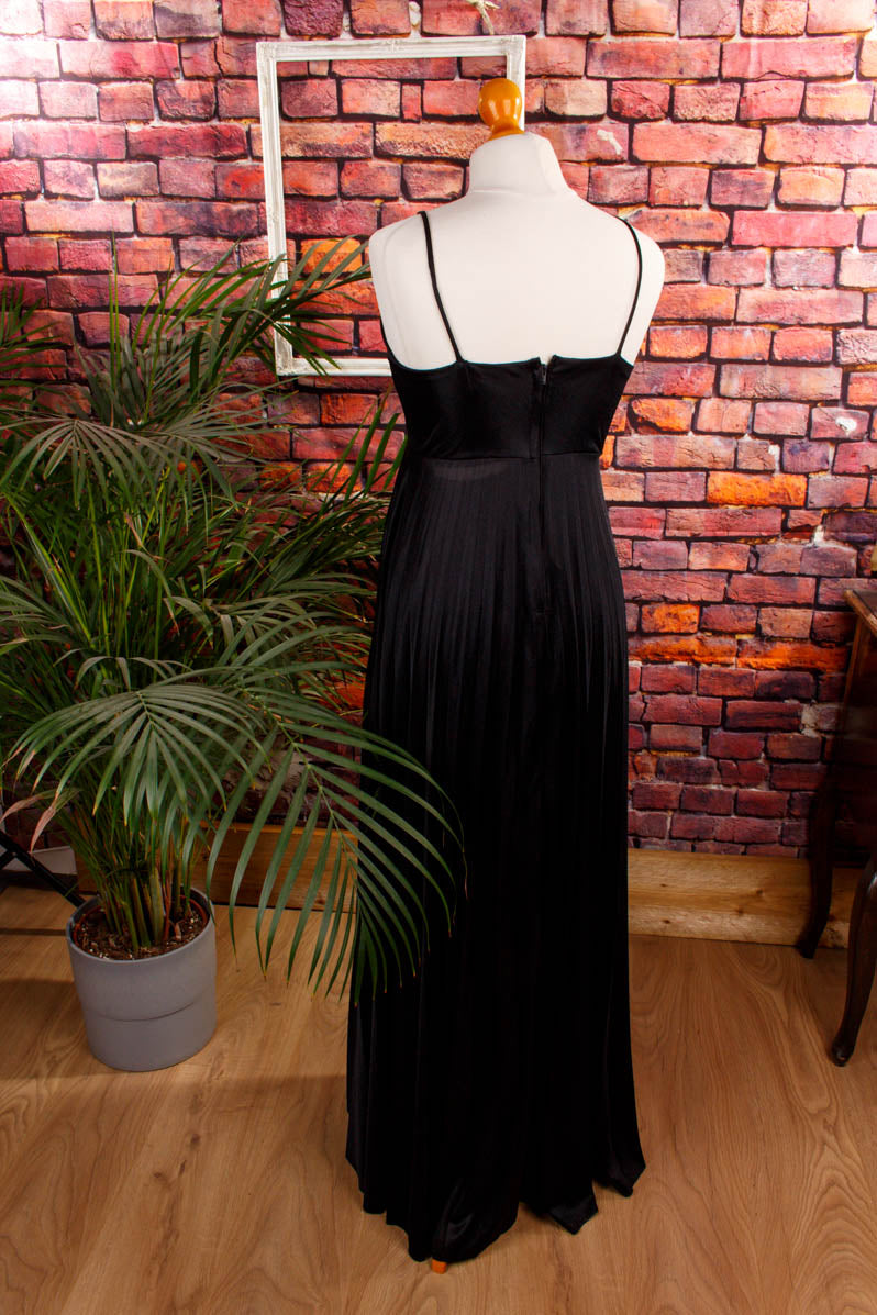 70er Abendkleid schwarz Plissee