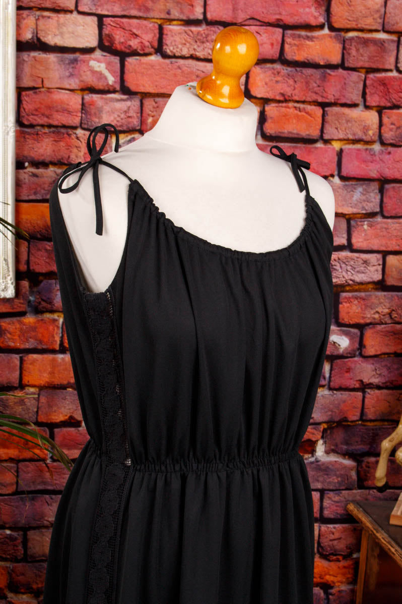 70er Maxikleid schwarz