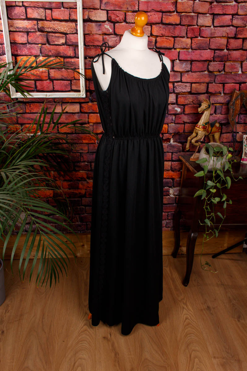70er Maxikleid schwarz