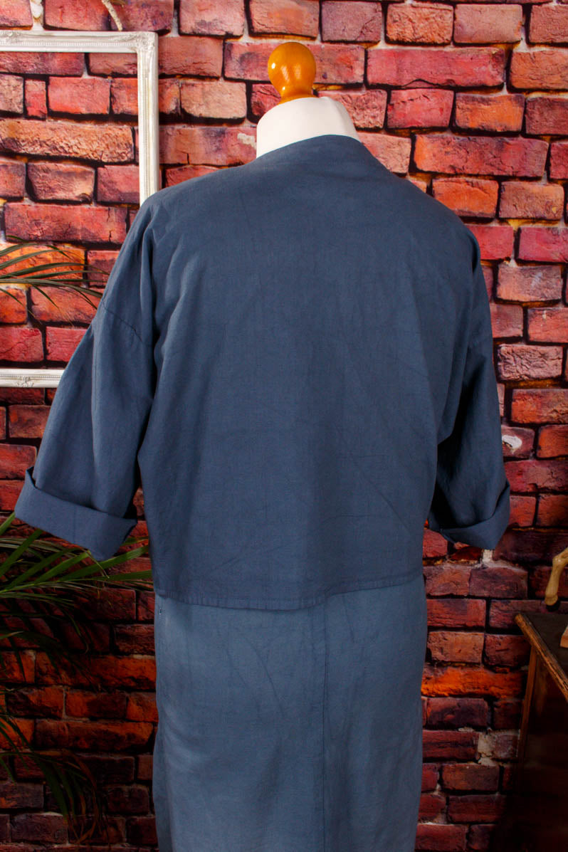 80er Ethno Kostüm taubenblau
