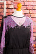 Chiffon Maxikleid schwarz lila 70er Abendmode Boho Frau Hippie lila M 40-42 real-boho Schlager schwarz Special vintageberlin.de