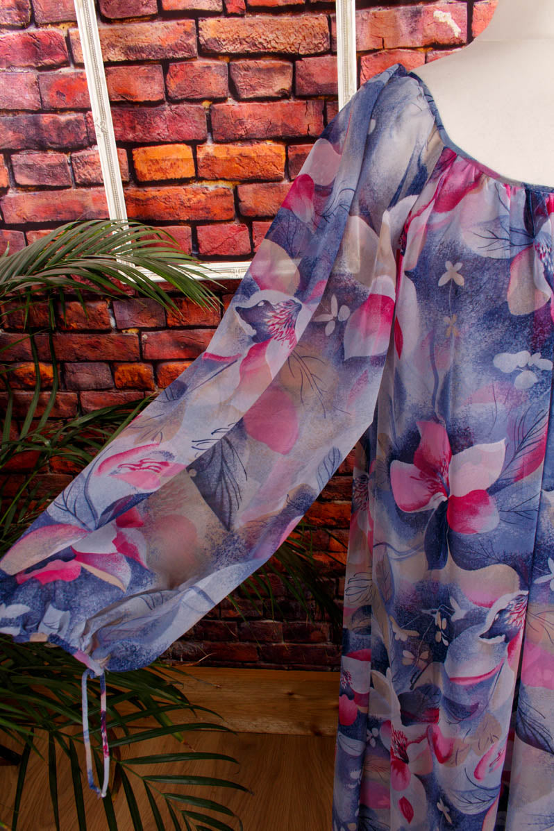 Hippiekleid blau bunt Chiffon