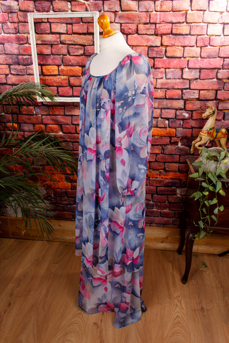 Hippiekleid blau bunt Chiffon