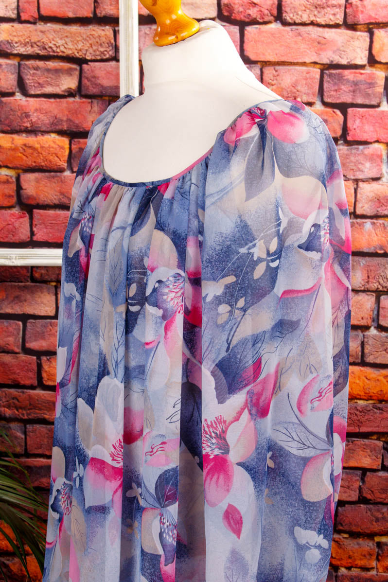 Hippiekleid blau bunt Chiffon