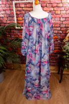 Hippiekleid blau bunt Chiffon