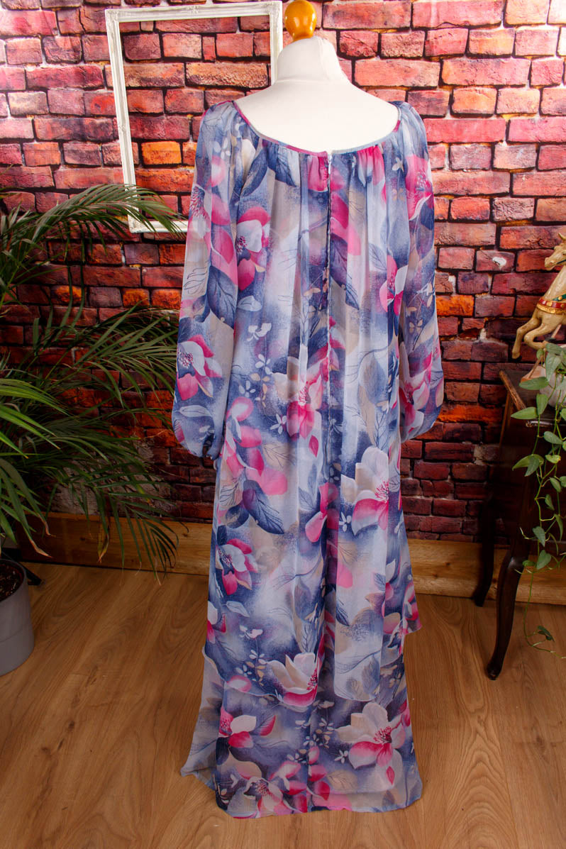 Hippiekleid blau bunt Chiffon
