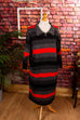80s Strickkleid schwarz rot Ringel 80er Disco Frau L 44-46 real-80er rot schwarz Special vintageberlin.de