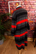 80s Strickkleid schwarz rot Ringel 80er Disco Frau L 44-46 real-80er rot schwarz Special vintageberlin.de