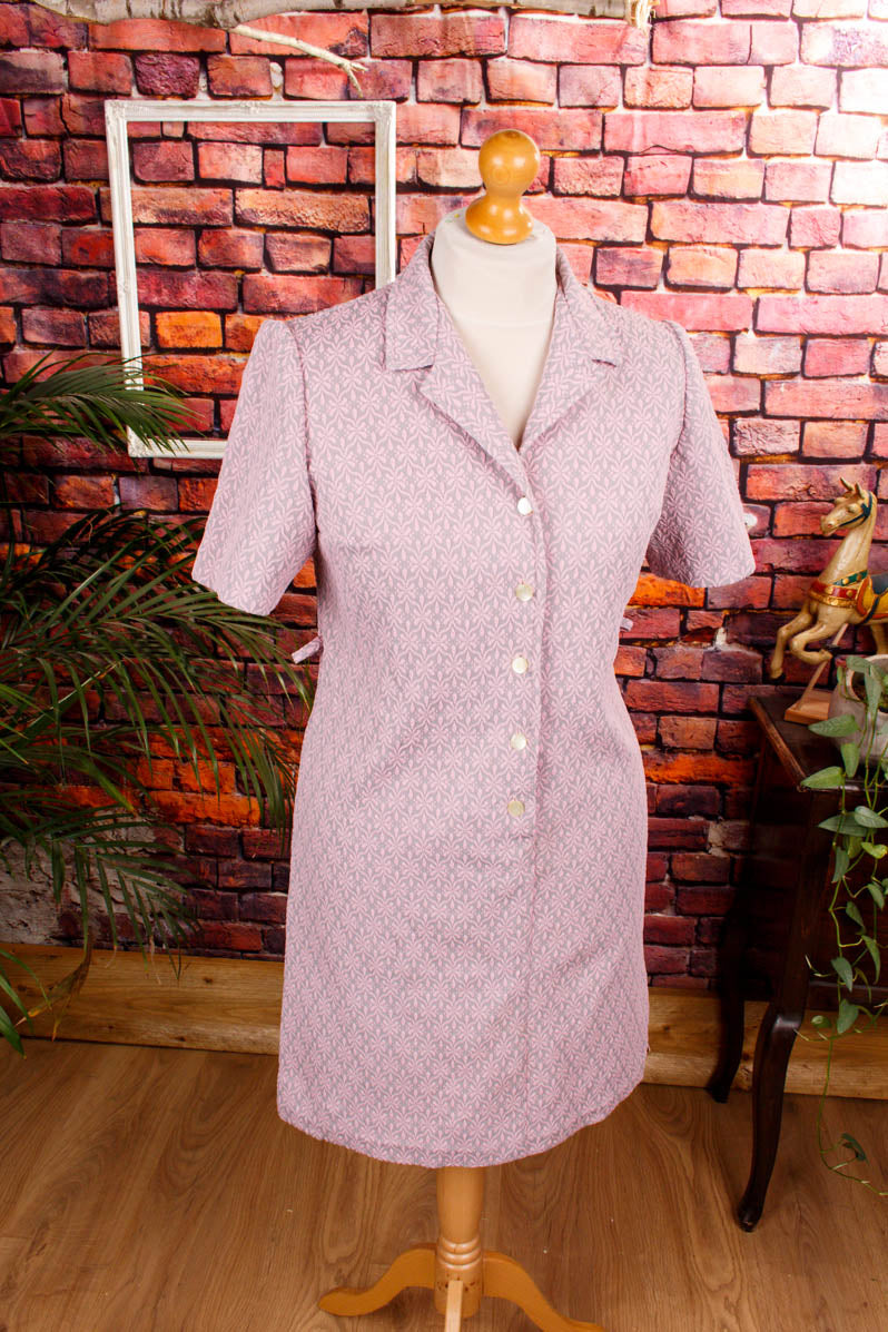 70er Stretchkleid rosa grau Muster
