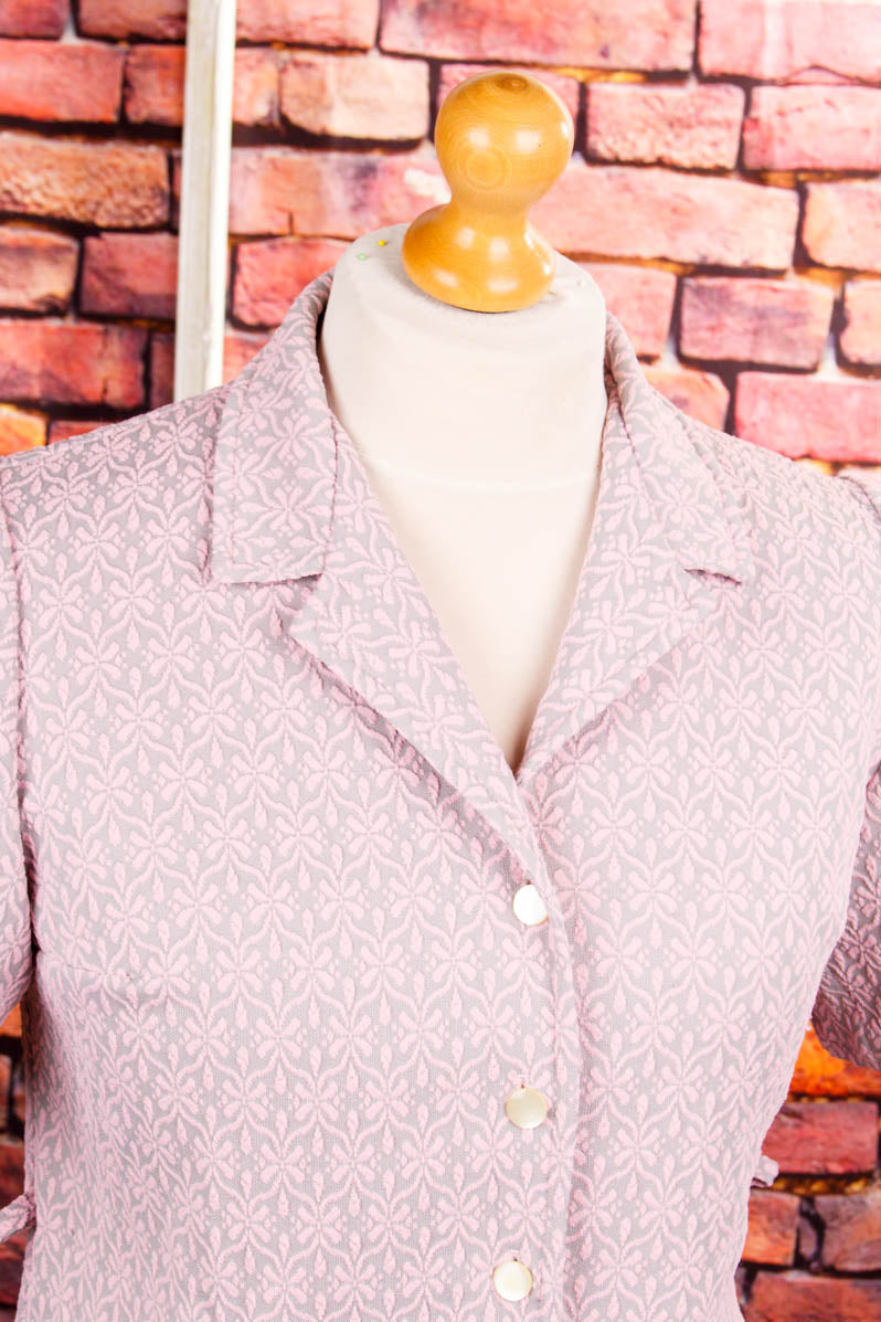 70er Stretchkleid rosa grau Muster