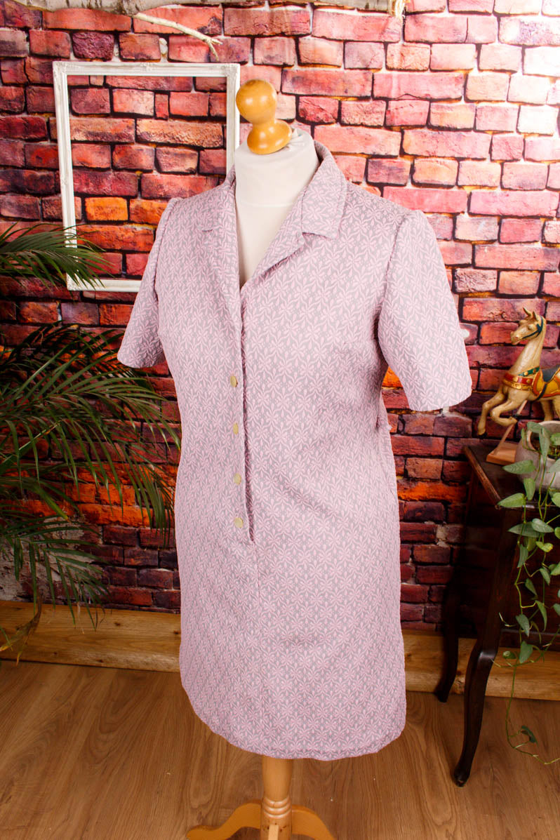 70er Stretchkleid rosa grau Muster