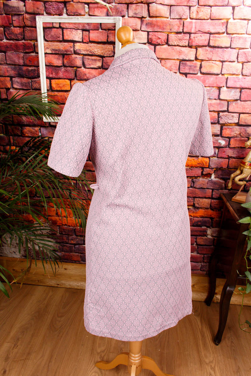 70er Stretchkleid rosa grau Muster