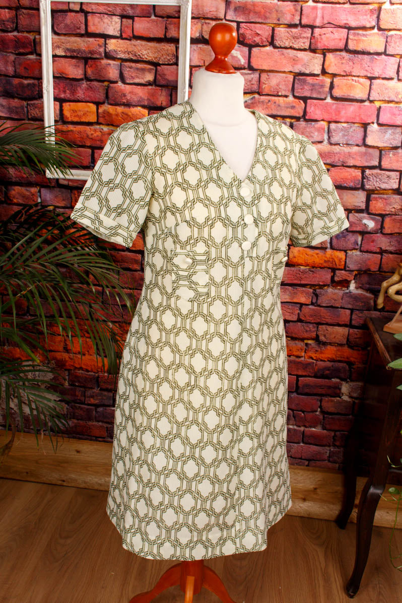 60s Minikleid grün Muster