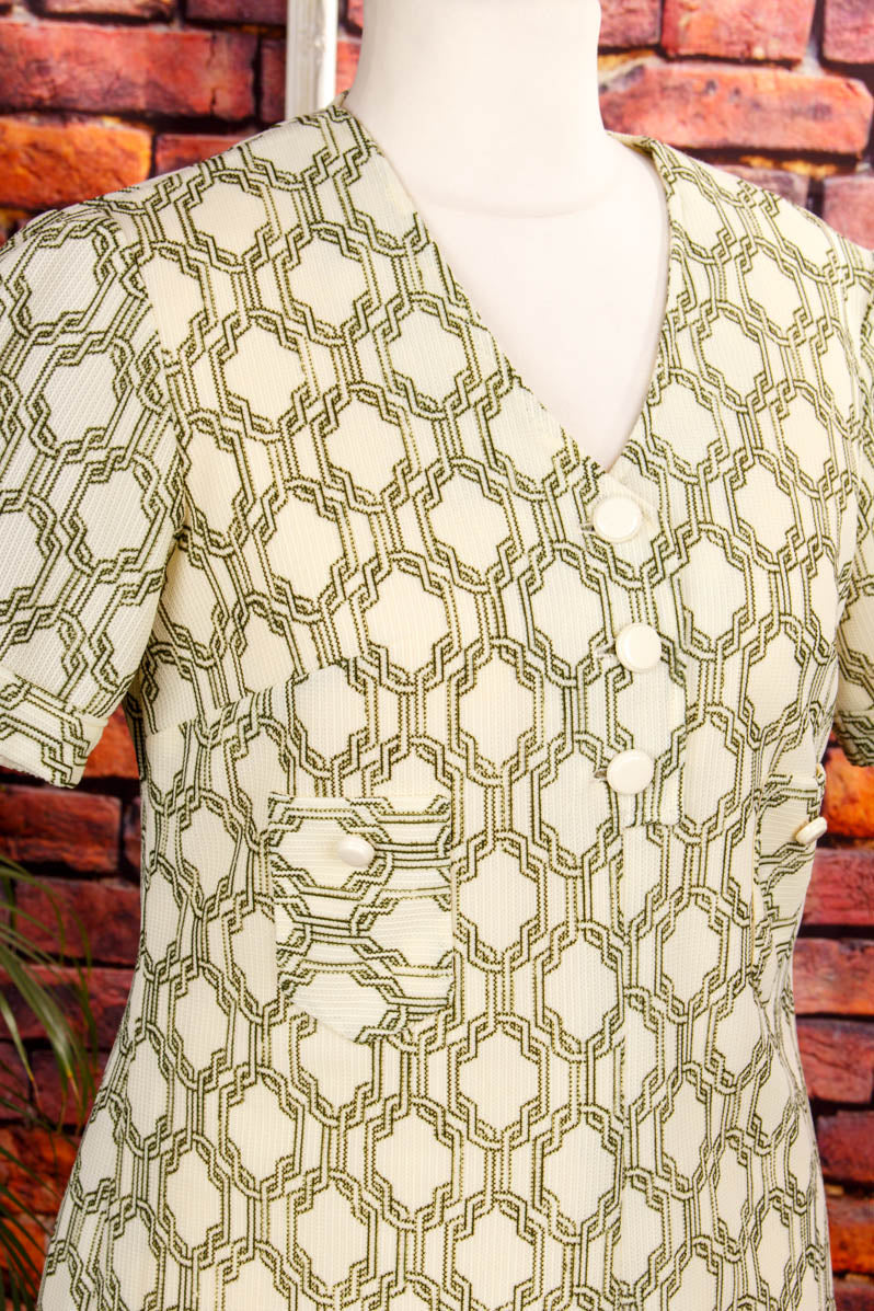 60s Minikleid grün Muster