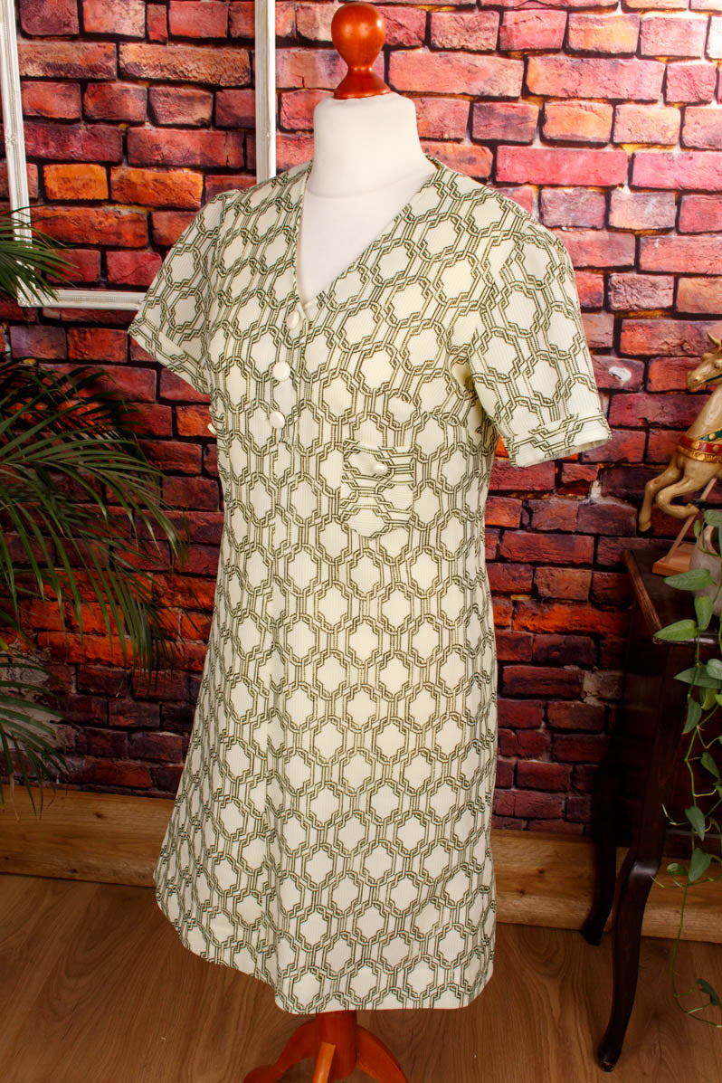60s Minikleid grün Muster