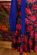 60s Seidenkleid rot blau Blumen