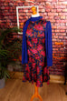 60s Seidenkleid rot blau Blumen