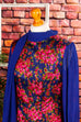 60s Seidenkleid rot blau Blumen