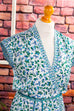 Sommerkleid blau Muster 70er blau Boho bunt Frau M 40-42 Rockabilly S 36-38 Special weiß vintageberlin.de