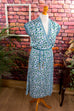 Sommerkleid blau Muster 70er blau Boho bunt Frau M 40-42 Rockabilly S 36-38 Special weiß vintageberlin.de