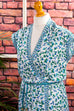 Sommerkleid blau Muster 70er blau Boho bunt Frau M 40-42 Rockabilly S 36-38 Special weiß vintageberlin.de