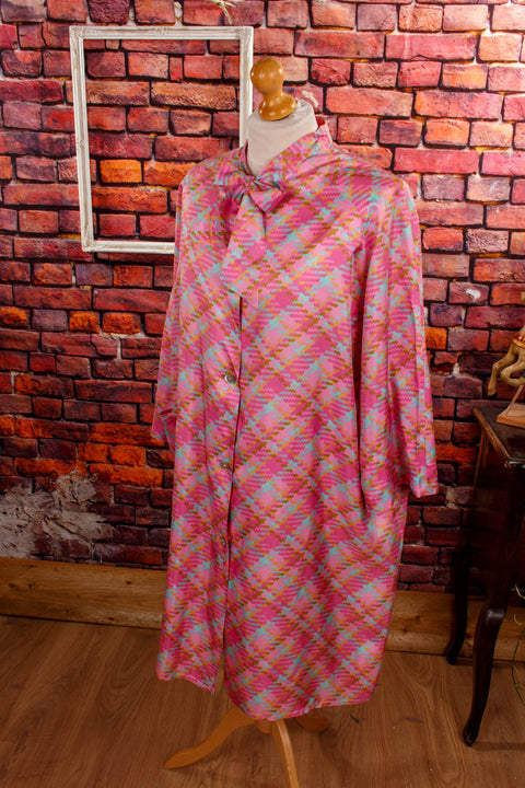 60s Morgenrock Hauskleid pink