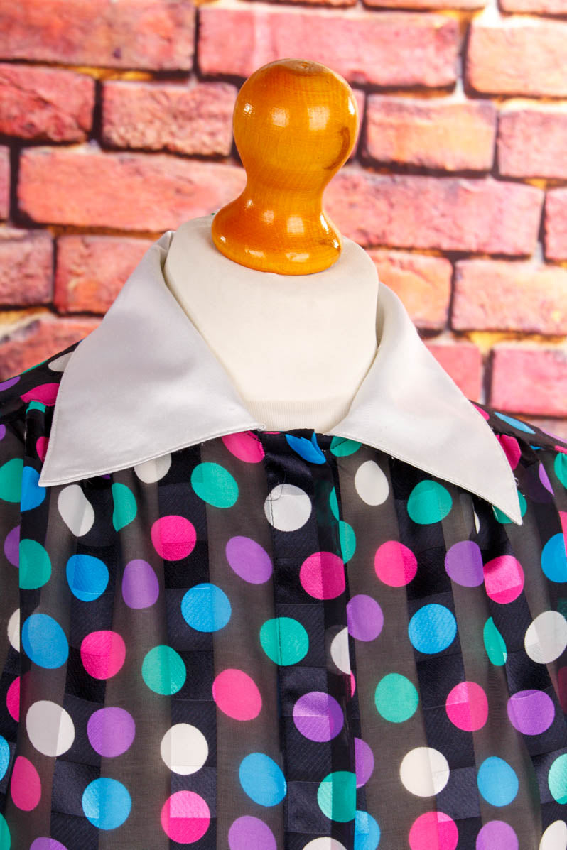 70s Disco Bluse bunte Punkte