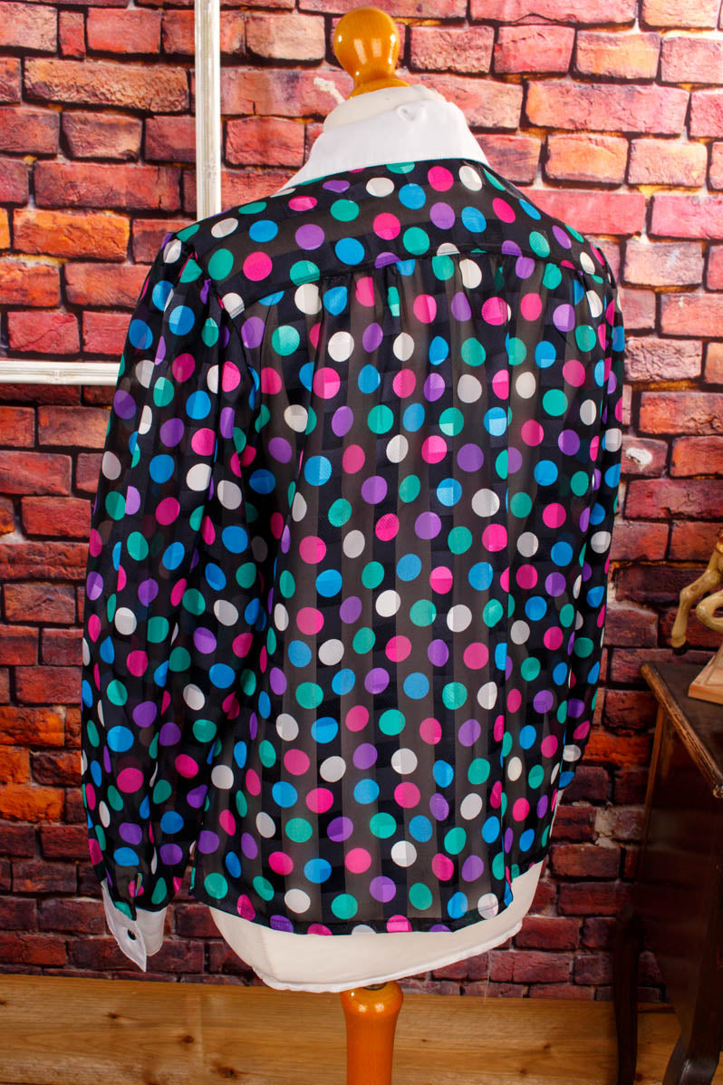 70s Disco Bluse bunte Punkte