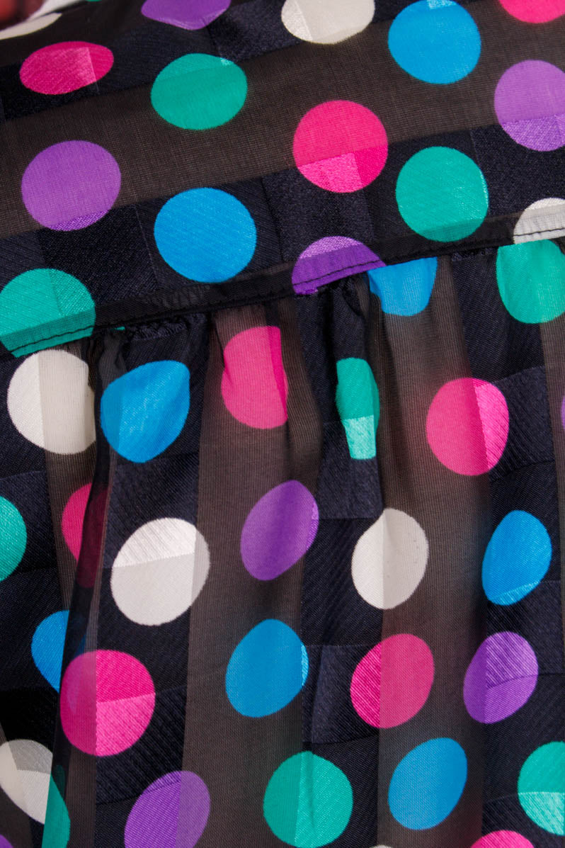 70s Disco Bluse bunte Punkte