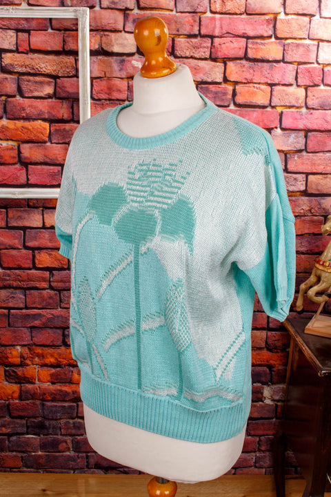 80s Sommer Pullover türkis Default Title 80er Disco Frau L 44-46 M 40-42 Rockabilly Special türkis vintageberlin.de